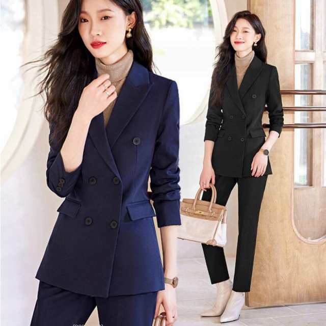 スーツセット レディース パンツセット 20代30代40代 事務服 フォーマル 細身シルエット 制服OL  ビジネス 入学式 卒業式 通勤の通販は