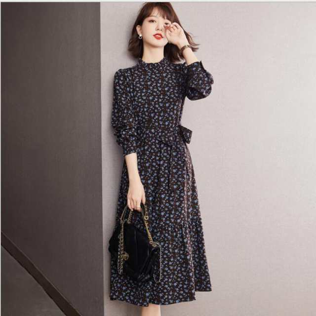 ワンピース レディース 40代 きれいめ 秋冬 長袖 上品 膝丈ワンピース 丸首 Aライン 大きいサイズ パーティードレス お呼ばれ 韓国風 おしゃれ 通勤 着痩せ 新品の通販は
