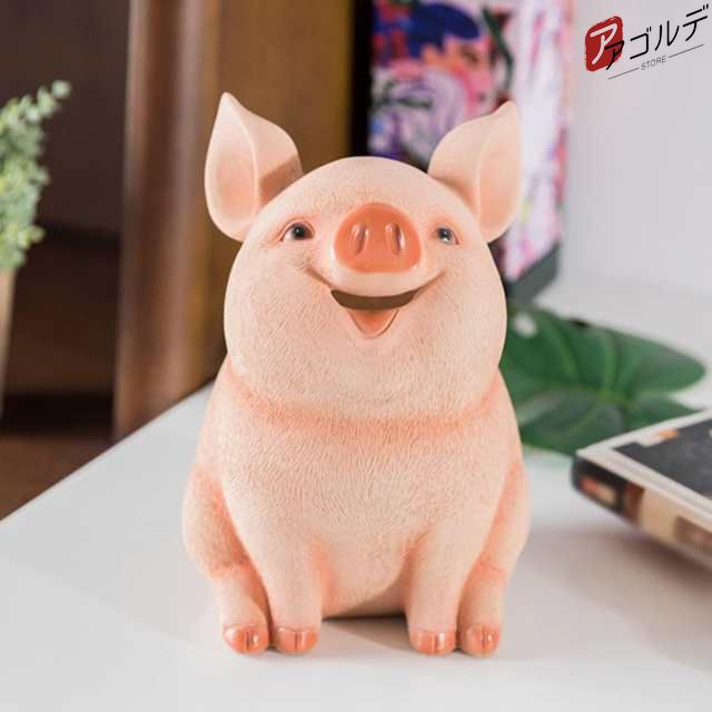 豚 貯金箱 ポリレジン貯金箱 貯金缶 カラー ブタ 子供 貯金箱 F コイン箱 子供 生日クリスマス プレゼント可愛い マスコット 宝箱 豚小銭ボックス コインバンク 家の装飾 アンティーク おもしろオブジェ タイプ 本物そっくり 豚置物 []の通販は