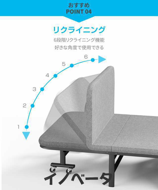 折りたたみベッド コンパクト シングル 四つ折り リクライニング