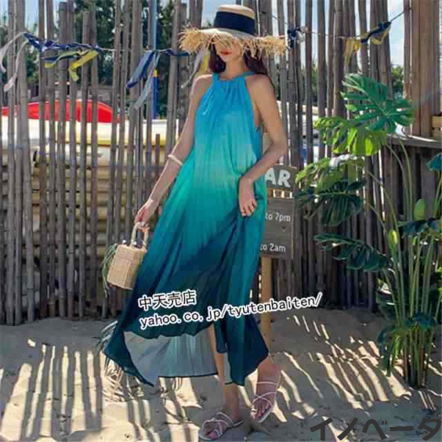 マキシワンピース ノースリーブ プリーツスワンピ リゾート レディース20代~40代 ゆったり きれいめ カジュアル お出かけ ビーチ ハワイの通販は