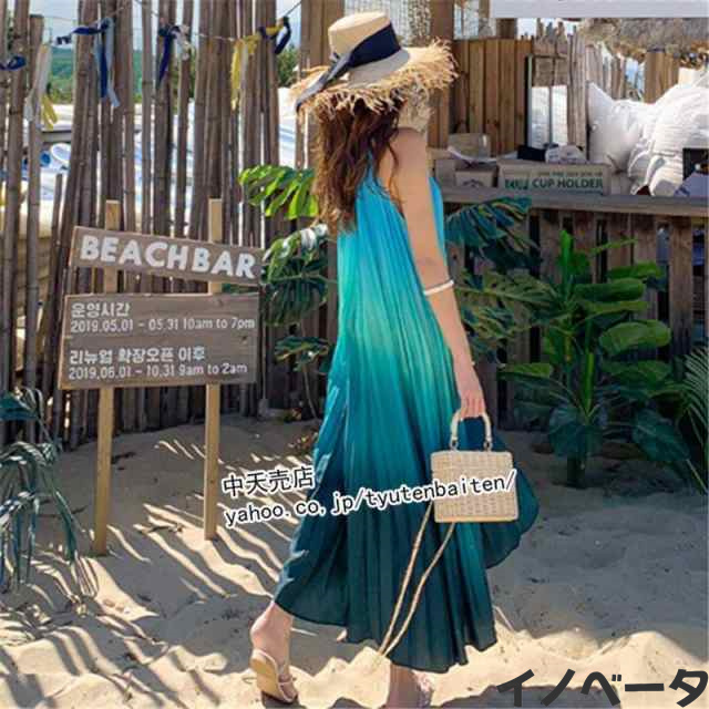 マキシワンピース ノースリーブ プリーツスワンピ リゾート レディース20代~40代 ゆったり きれいめ カジュアル お出かけ ビーチ ハワイの通販は