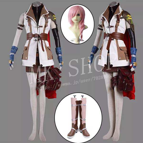 送料無料 ファイナルファンタジー XIII FF13 風 ライトニング コスプレ 衣装  ウィッグ 靴 コスチューム 演出服 アニメ ゲーム ハロウィの通販は 16,930円