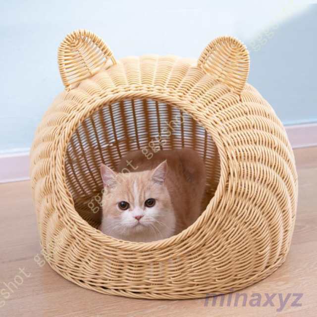 籐製 キャット ハウス ちぐらタイプ 猫小屋 猫ベッド 小型犬ベッド ウレタンクッション付き 夏用 猫ちぐら ドーム ひんやり ハウス おしの通販は 5,234円
