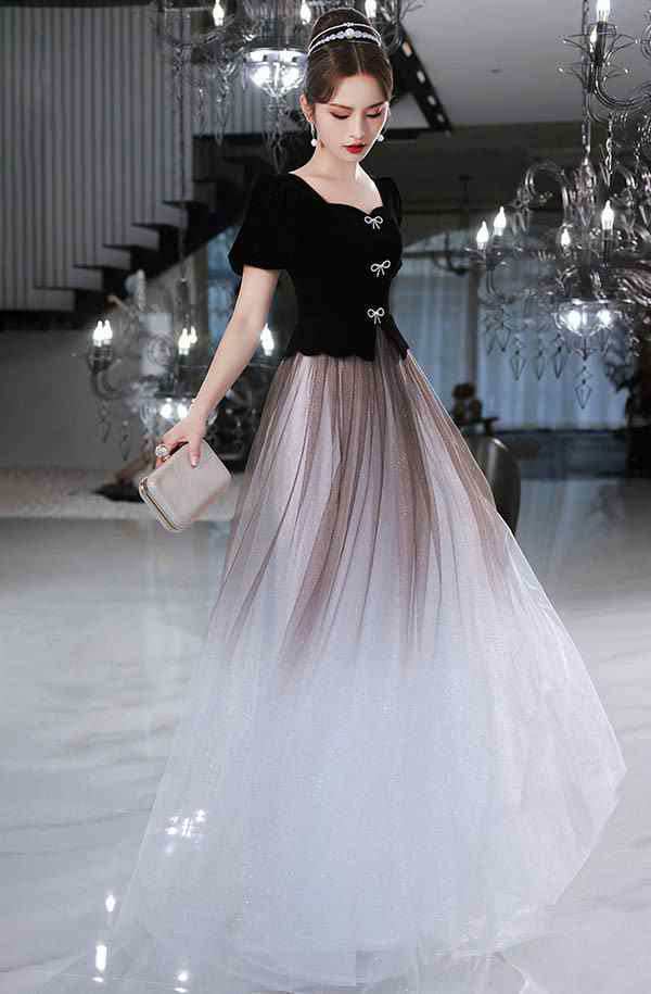 ドレス キラキラ 大人 ピアノ 発表会 ロングドレス 演奏会 結婚式 母親 演奏会用ドレス 大きいサイズ 小さいサイズ 袖付き ロングの通販は