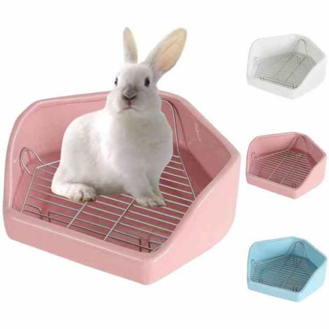 小動物用 陶器トイレ 飼育ケージ内装 チンチラ用陶器トワレ かわいい 三角 うさぎトイレ 消臭 うさぎ用 噛み防止 金網スノコ付き うさぎの通販は