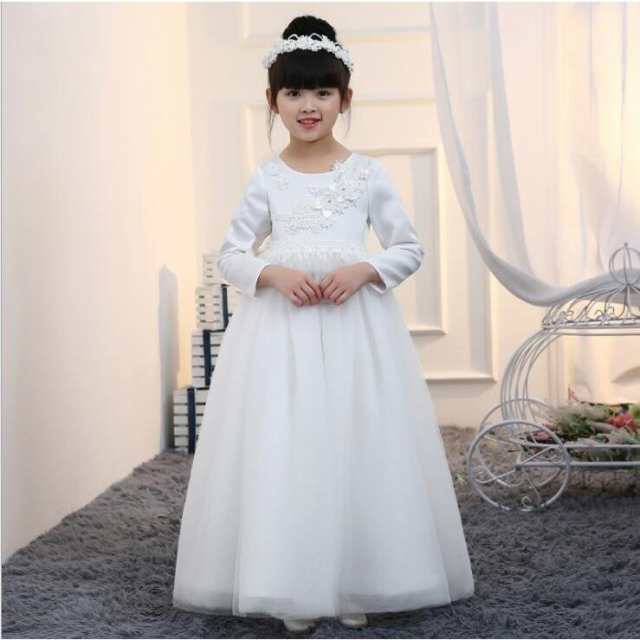 新品 子供ドレス ピアノ発表会 ロング 冬 長袖 子供ドレス 発表会 子どもドレス フォーマル 七五三 ジュニアドレス 白 110 120 130 140 1の通販は 5,635円