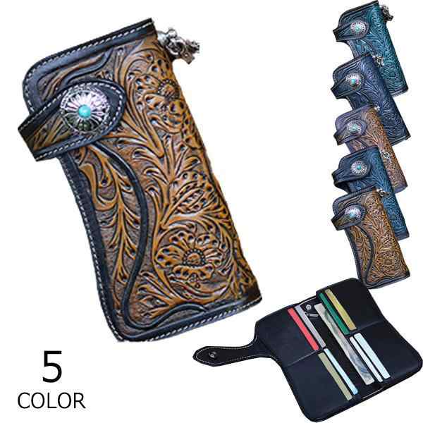 メンズ財布 牛革 サドルレザー バイカーズウォレット レザーウォレット メンズ 革 本革 レザー 型押し 長財布バイカーズウォレット 長財の通販は