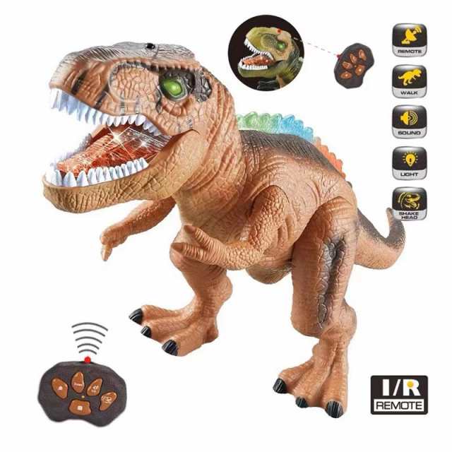 恐竜 おもちゃ 動く ロボット 恐竜ラジコン 子供 クリスマスプレゼント リアル LEDライトアップ リモートコントロール ダイナソー 子供の通販は 6,355円