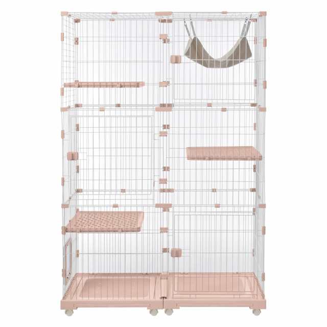 猫 ケージ キャットケージ 3段幅広設計自由組み合わせ猫ドア付き