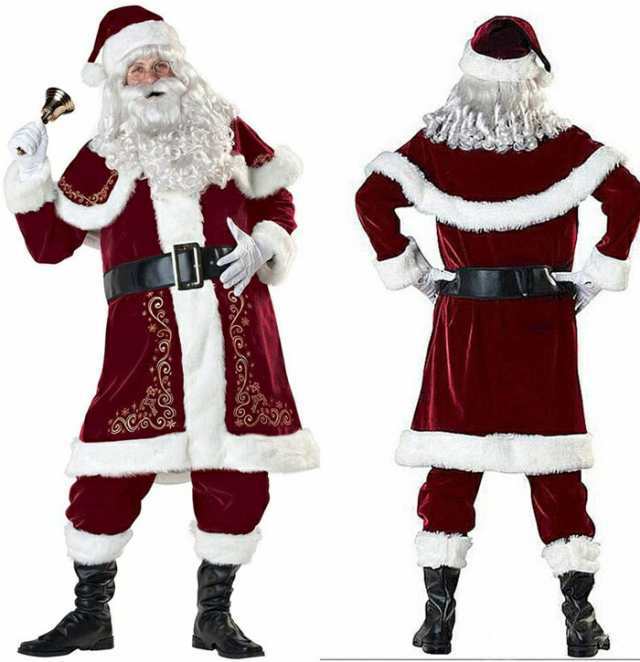 クリスマス　サンタコスチューム 　8点セット　豪華　コスプレ　サンタクロース　クリスマス　コスチューム　衣装　レディース　3点セット　メンズ　サンタ　仮装　パーティー衣装　ペアルック　カップル　恋人　サンタコスプレ　コスプレ一式　Christmas　cosplayの通販は