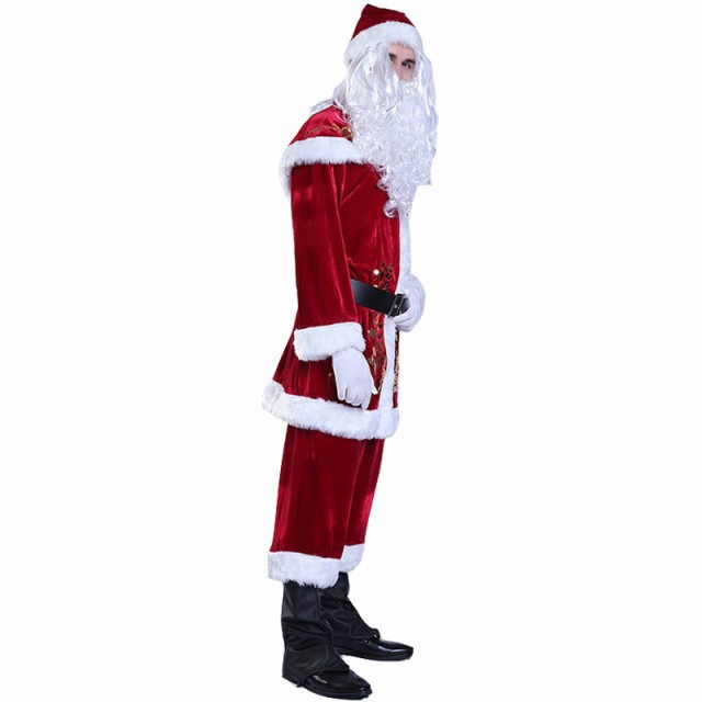 クリスマス　サンタコスチューム 　8点セット　豪華　コスプレ　サンタクロース　クリスマス　コスチューム　衣装　レディース　3点セット　メンズ　サンタ　仮装　パーティー衣装　ペアルック　カップル　恋人　サンタコスプレ　コスプレ一式　Christmas　cosplayの通販は