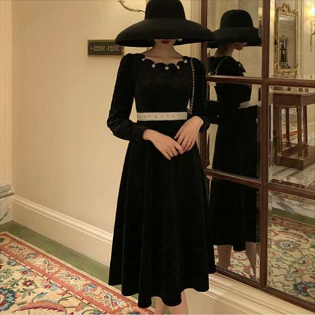 ロングドレス ワンピース ドレス dress 衣装 スカラップ パーティドレス ベルティングドレス ロング ロング丈 ミモレ ミモレ丈 袖あり 長袖 ラウンドネック レース キラキラ ビジュー装飾 エレガント 可愛い 大人可愛い きれいめ シンプル カジュアル シック コンサバ 華やかの通販は 8,955円