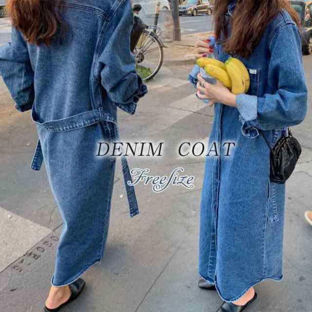 デニム ワンピース 前開き デニムワンピース デニム ロングワンピース デニムワンピ シャツワンピ マキシワンピース デニムコート 長袖の通販は 6,553円