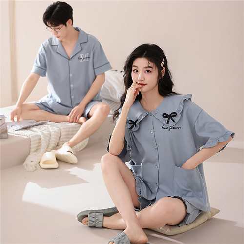 ペア パジャマ 半袖 夏 メンズ ルームウェア パジャマ 前開き 春夏 レディース 綿 ペアパジャマ ギフト おしゃれ カップル ペア 結婚祝いの通販は