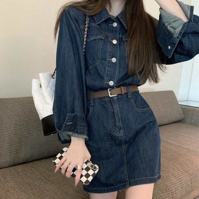 ワンピース ドレス デニムワンピース デニム デニムワンピ 大きいサイズ S?5XL レディース 前ボタン フロントボタン ミニワンピース ミニの通販は 5,994円