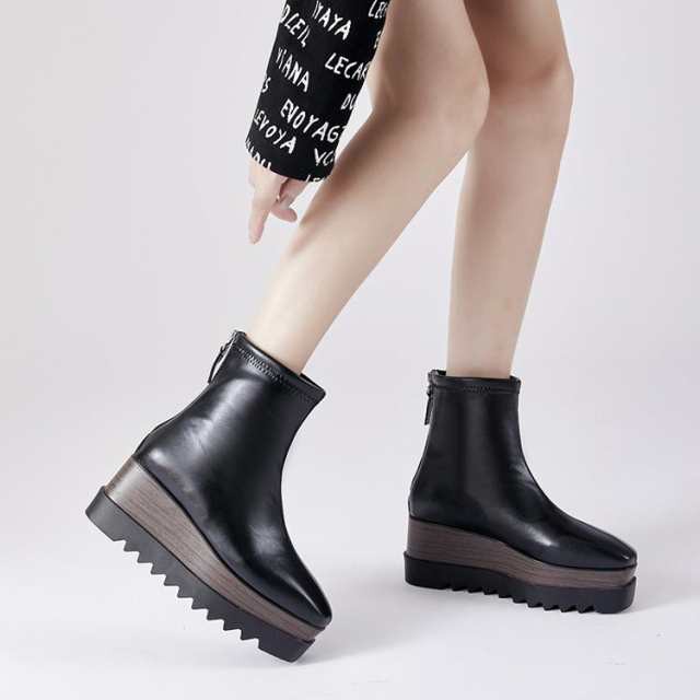 ショートブーツ 厚底 レディース ブーツ ミドル ショート ブーツ 裏ボア 裏起毛 冬 あったか 暖かい ファスナー付き ストレッチブーツ 太の通販は ショートブーツ 厚底 レディース ブーツ ミドル ショート ブーツ 裏ボア 裏起毛 冬 あったか 暖かい ファスナー付き ストレッチブーツ 太の通販は