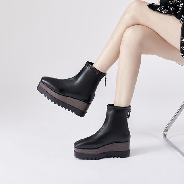 ショートブーツ 厚底 レディース ブーツ ミドル ショート ブーツ 裏ボア 裏起毛 冬 あったか 暖かい ファスナー付き ストレッチブーツ 太の通販は ショートブーツ 厚底 レディース ブーツ ミドル ショート ブーツ 裏ボア 裏起毛 冬 あったか 暖かい ファスナー付き ストレッチブーツ 太の通販は