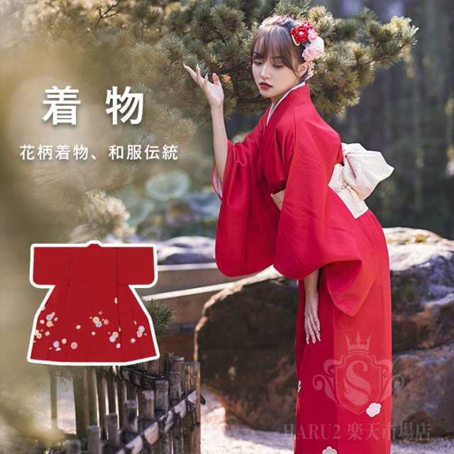 着物　洗える 花柄 ゆかた　レデイース　女性　裏地なし日本服　和服　花火大会　イベントドレス セクシー 花柄 光沢あり  民族衣装 ワンの通販は