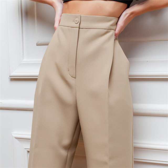 ストレートパンツ チノパン レディース ビジネス 春秋 新作 ハイウエスト カジュアル ロング丈 細身 旅行の通販は