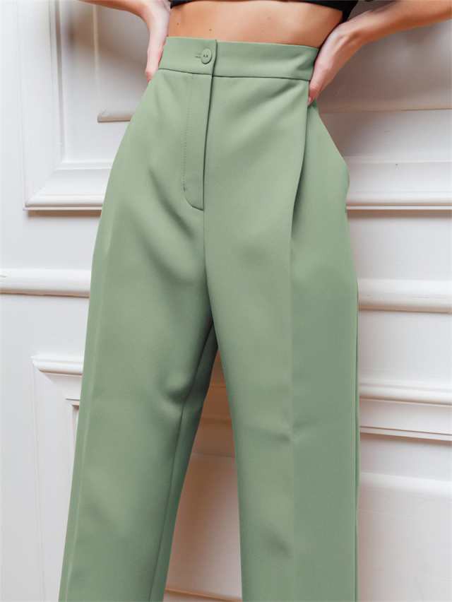 ストレートパンツ チノパン レディース ビジネス 春秋 新作 ハイウエスト カジュアル ロング丈 細身 旅行の通販は