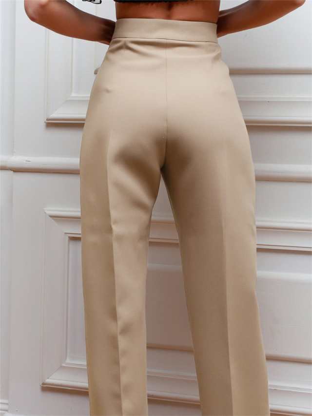 ストレートパンツ チノパン レディース ビジネス 春秋 新作 ハイウエスト カジュアル ロング丈 細身 旅行の通販は