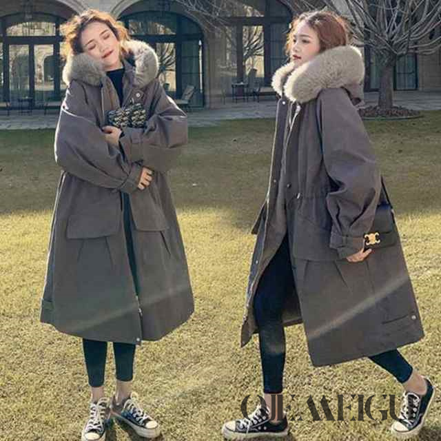 モッズコート 中綿ダウンコート レディース キルティングコート ロング丈バーカージャケット 秋冬 カジュアル エコファーフード連れコートオシャレ 暖かいの通販は 7,622円