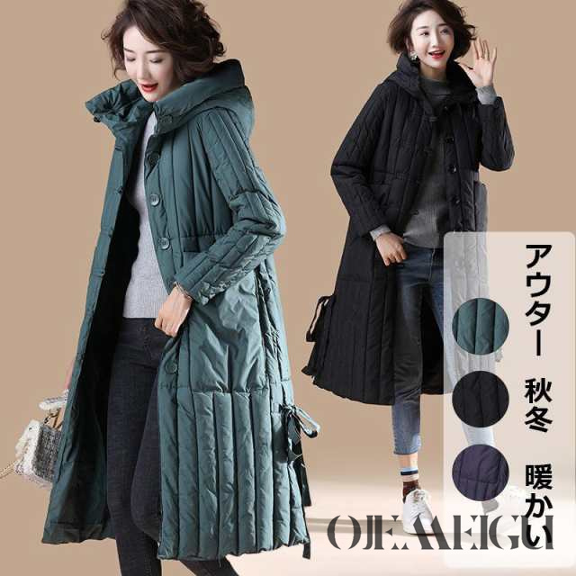 ダウンコート レディース冬物大きいサイズミディアム丈ダウンジャケット暖かいダウンコート着痩せアウター防寒対策上品?40代50代　通勤/お出かけの通販は