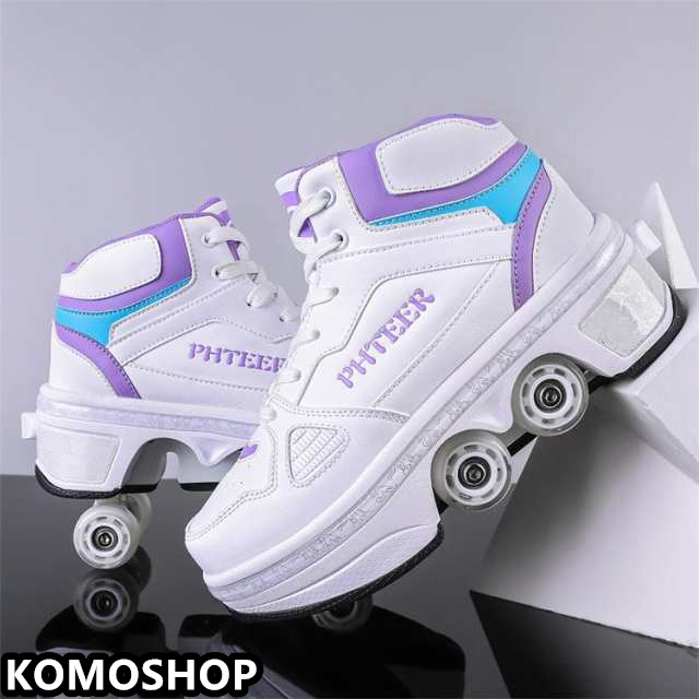 ローラーシューズ ローラースケート キッズ 大人 ローラーシューズ 子供 メンズ レディース 靴 22.0cm? 26.5cm 2way 女の子 男の子 ニーカー 通気性 ローラースケート ローラースニーカー 学生 カコイイ 送料無料 黒 白 ブラック ホワイト パープル