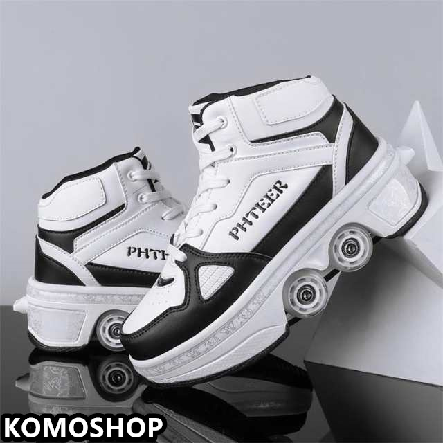 ローラーシューズ ローラースケート キッズ 大人 ローラーシューズ 子供 メンズ レディース 靴 22.0cm? 26.5cm 2way 女の子 男の子 ニーカー 通気性 ローラースケート ローラースニーカー 学生 カコイイ 送料無料 黒 白 ブラック ホワイト パープル