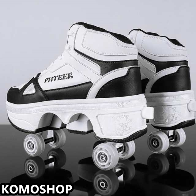 ローラーシューズ ローラースケート キッズ 大人 ローラーシューズ 子供 メンズ レディース 靴 22.0cm? 26.5cm 2way 女の子 男の子 ニーカー 通気性 ローラースケート ローラースニーカー 学生 カコイイ 送料無料 黒 白 ブラック ホワイト パープル