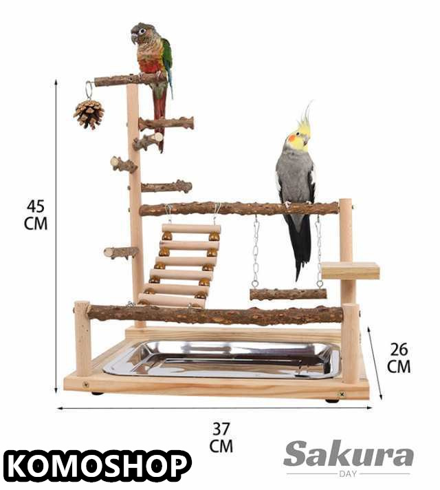 高さ約45cm】インコ 遊び場 三層 バード アスレチック 玩具 スタンド