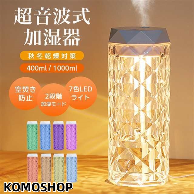 送料無料 新作 加湿器 卓上 小型 イルカデザイン 静音 7色LEDライト コンパクト 強力 お手入れ簡単 加湿機 6畳 省エネ 400ml 1000ml USB給電式 空焚き防止 一体型水漏れ防止 寝室 部屋 乾燥対策 おしゃれ