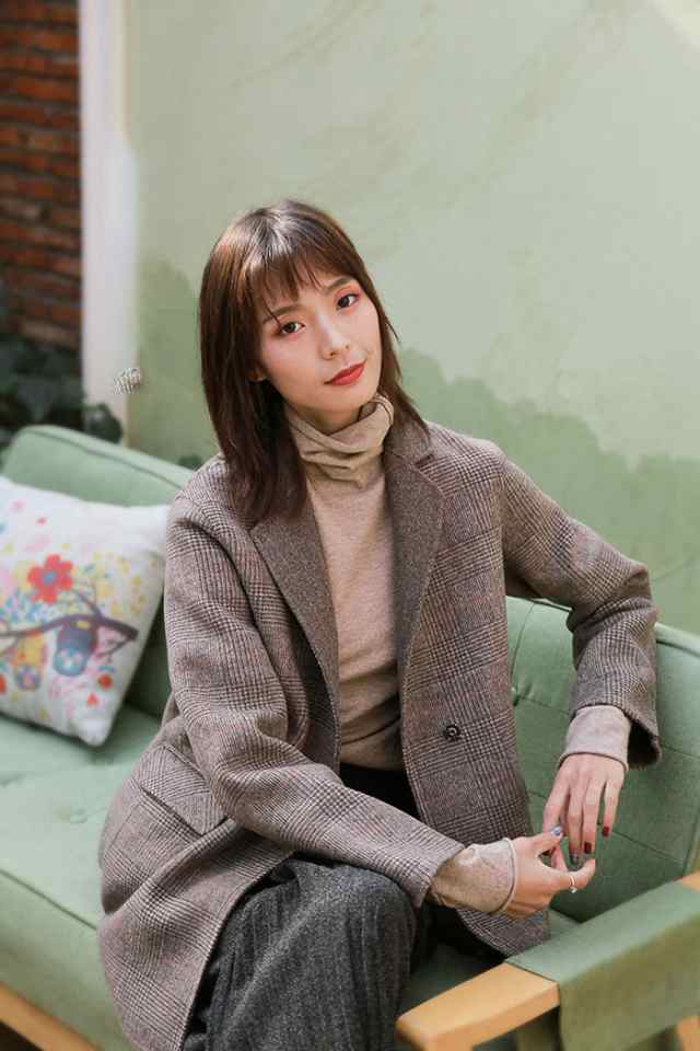 チェック チェック柄ウールコート フェルトジャケット レディース