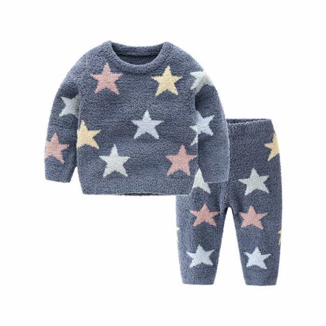 キッズ ルームウェア パジャマ フリース フランネル 子供服 裏起毛 もこもこ ナイトウェア セットアップ 姫系 女の子 長袖 上着 トップス ズボン 上下セット 可愛い 厚手 防寒 あったか 寝巻き 寝間着 部屋着 春秋冬