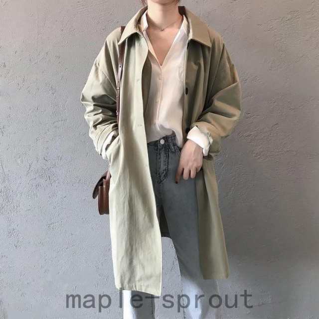 ステンカラーコート レディース 40代 50代 きれいめ 春夏秋 無地 襟付き 長袖 ロング丈 アウター