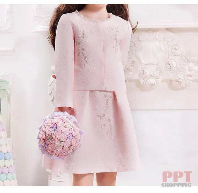2点セット】フォーマルスーツ 子供 女の子 花 卒業式の服 入学スーツ