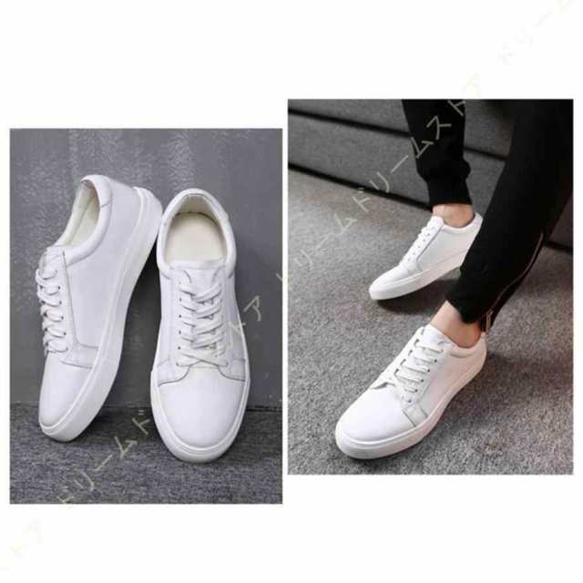 本革 スニーカー メンズ 黒 レザー レースアップ レザースニーカー ローカット カジュアル 通学 靴 軽量 紳士 通気 大きいサイズ 小さいサイズ 白 スポーツ