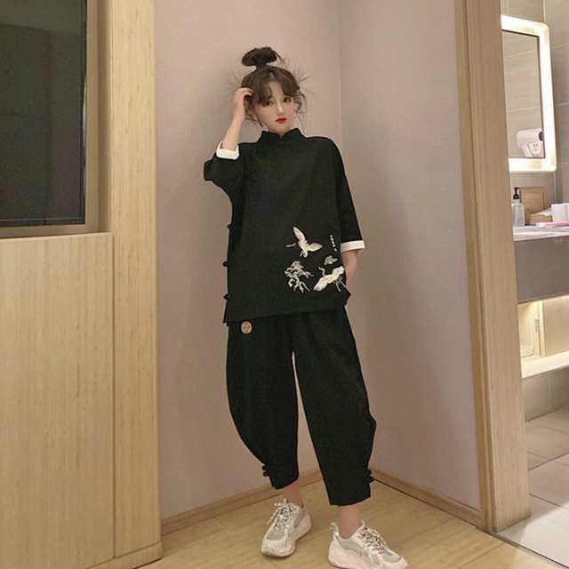チャイナ服 チャイナトップス ワイドパンツ セット チャイナコーデ