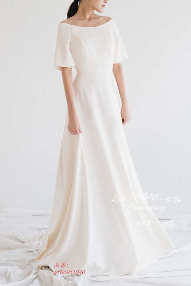 ウエディングドレス ウェデイングドレス 半袖 パーティードレス