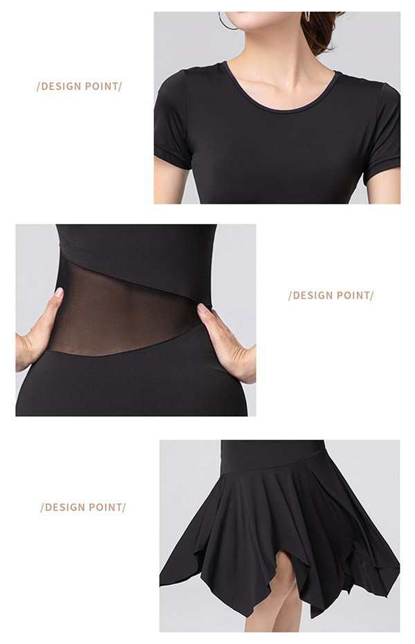 社交ダンスドレス ワンピース ラテン衣装 ラテンドレス ブラック 黒