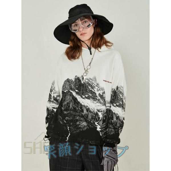 数量限定/海外セレブ愛用☆ ハーシュアンドクルーエル 長袖 上着 ゆきやま 雪 ルーズ パーカー フーディ ユニセックス 数量限定/海外セレブ愛用☆ ハーシュアンドクルーエル 長袖 上着 ゆき