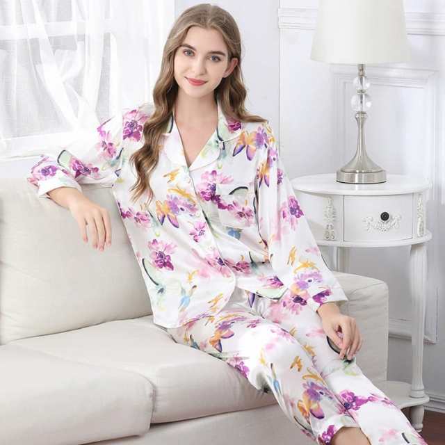 シルク100% 絹 シルクパジャマ 16匁 上下セット シルク 長袖 快適