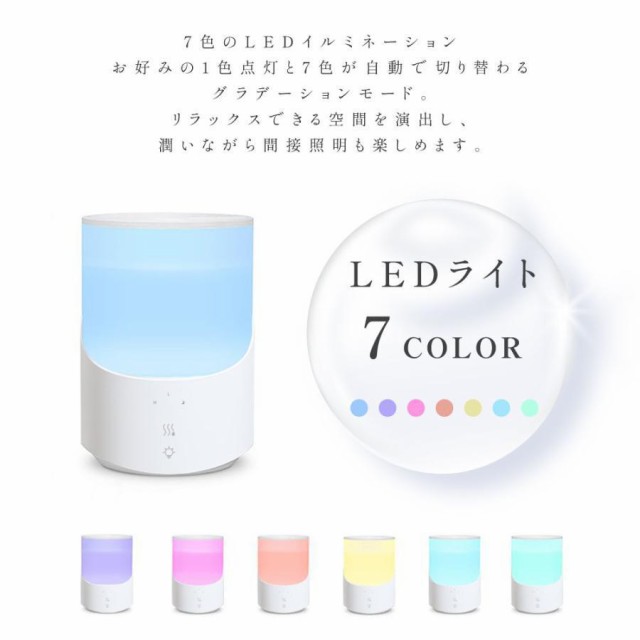 超音波 加湿器 卓上 2.5L 自動停止機能 LEDライト付き 上部給水 3段階調節 吹出し口360°回転 超微細ミスト アロマ対応 空焚き防止 省エネ xr-k260