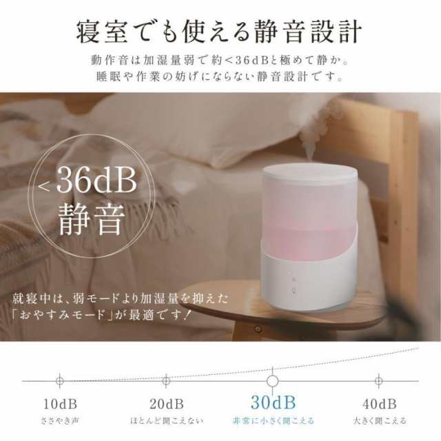 超音波 加湿器 卓上 2.5L 自動停止機能 LEDライト付き 上部給水 3段階調節 吹出し口360°回転 超微細ミスト アロマ対応 空焚き防止 省エネ xr-k260