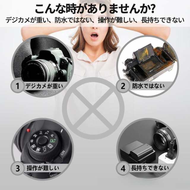 アクションカメラ 6軸手ブレ補正 小型カメラ デジカメ WIFI搭載 水中カメラ 防水30M 270度回転レンズ 動画撮影 4K 5K 高画質 車載用 2025最新 vlog 小型 新品_5