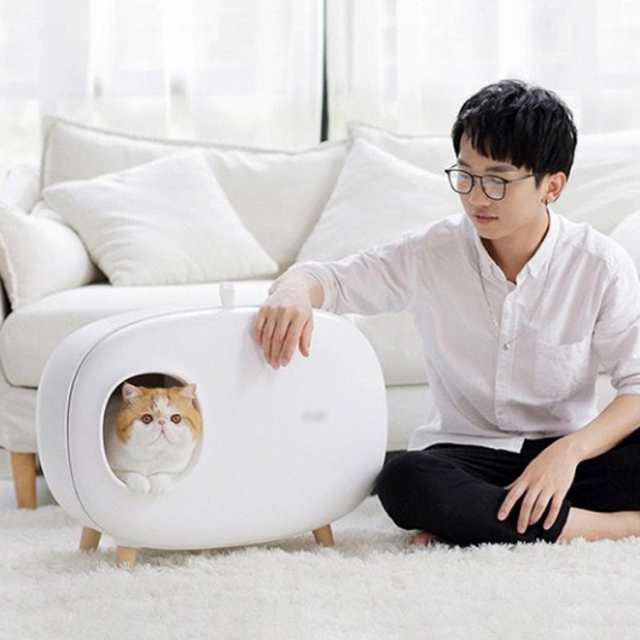 猫トイレ本体 ねこトイレ ネコトイレ フルカバー ボックス スコップ付き 飛び散り 防止 脱臭 インテリア ドーム型 隠す 猫用トイレ キャットトイレ 大型 目隠し ネコ 白 ホワイト ペットトイレ 猫用品 大きい お掃除簡単 おしゃれ_3