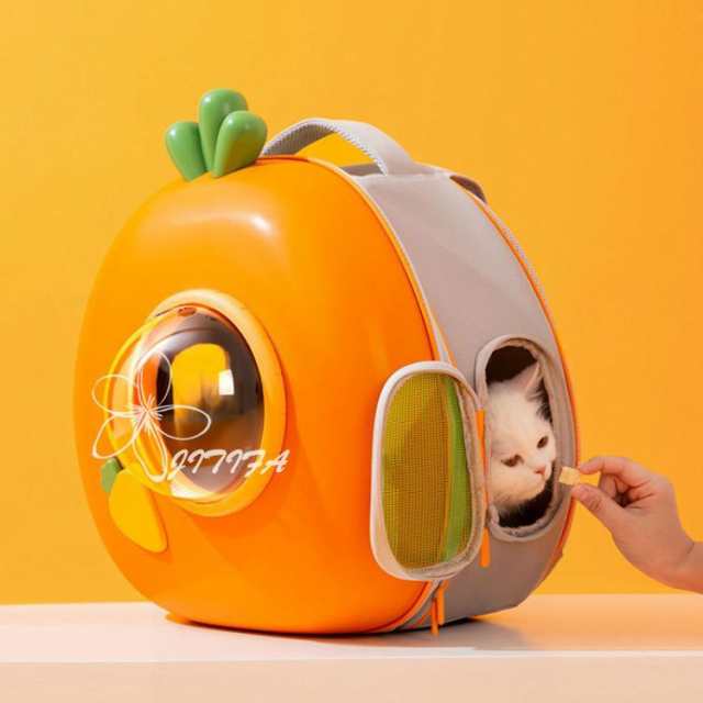 犬 猫用 ペット バッグ ペット用キャリーバッグ 宇宙船 カプセル型 折畳可 可愛い うさぎ 猫 小型犬適用 お出かけ用品 散歩 通院 防災 避難 旅行用リュック マット付き 飛び出し防止 折りたたみ 猫のキャリーバッグ JITIFA_3