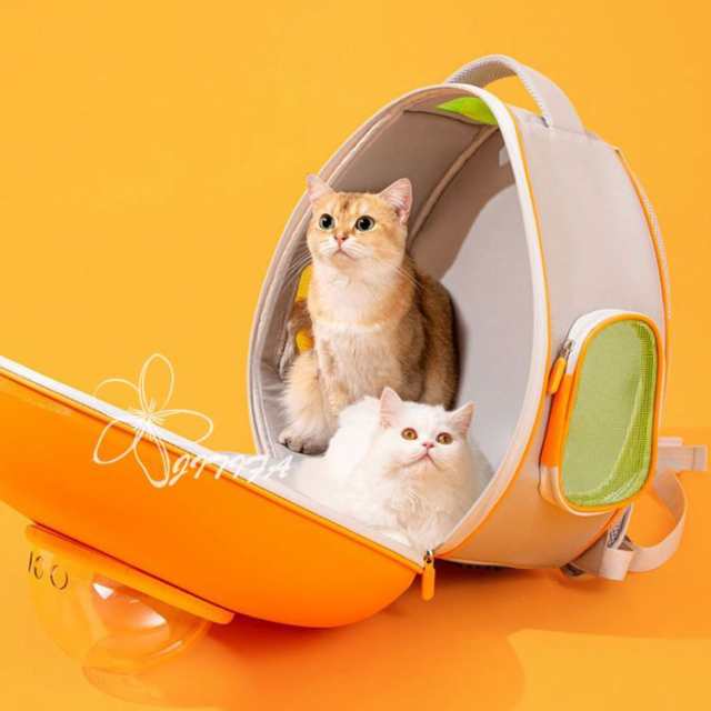 犬 猫用 ペット バッグ ペット用キャリーバッグ 宇宙船 カプセル型 折畳可 可愛い うさぎ 猫 小型犬適用 お出かけ用品 散歩 通院 防災 避難 旅行用リュック マット付き 飛び出し防止 折りたたみ 猫のキャリーバッグ JITIFA_6