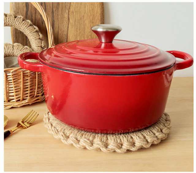 鍋敷き 自然素材 ジュート編み 1個 ナチュラルデザイン フック付 麻 リネン キッチン タジン鍋 敷き ポット ティーポット 丸型 ドーナツ 鍋敷き